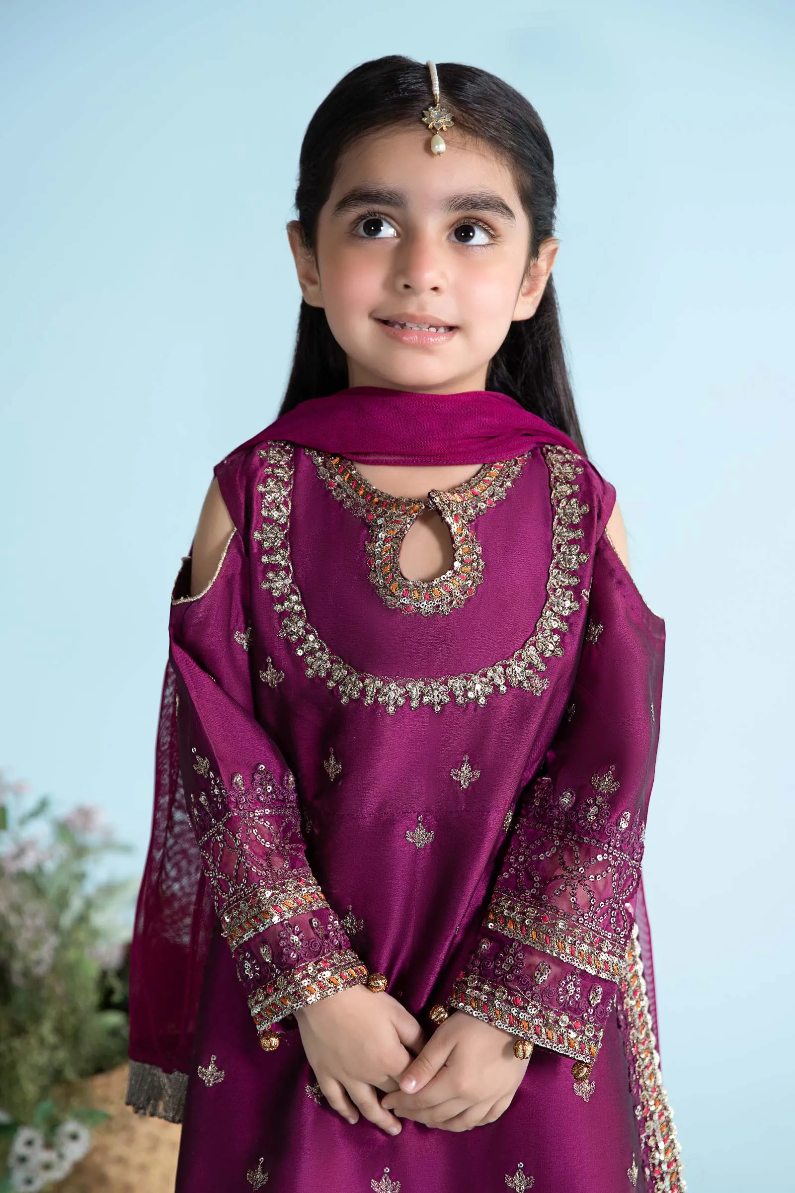 3 Piece Embroidered Cotton Silk Suit | MKS-EA24-13