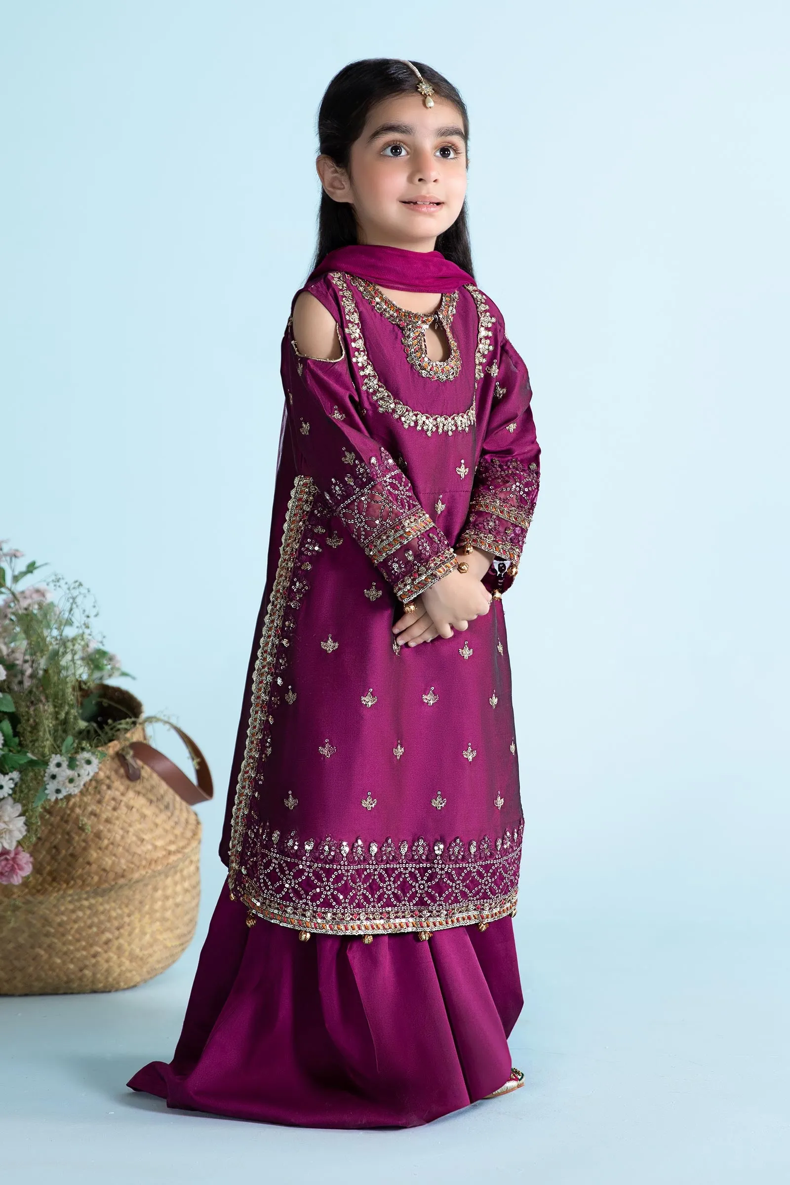 3 Piece Embroidered Cotton Silk Suit | MKS-EA24-13