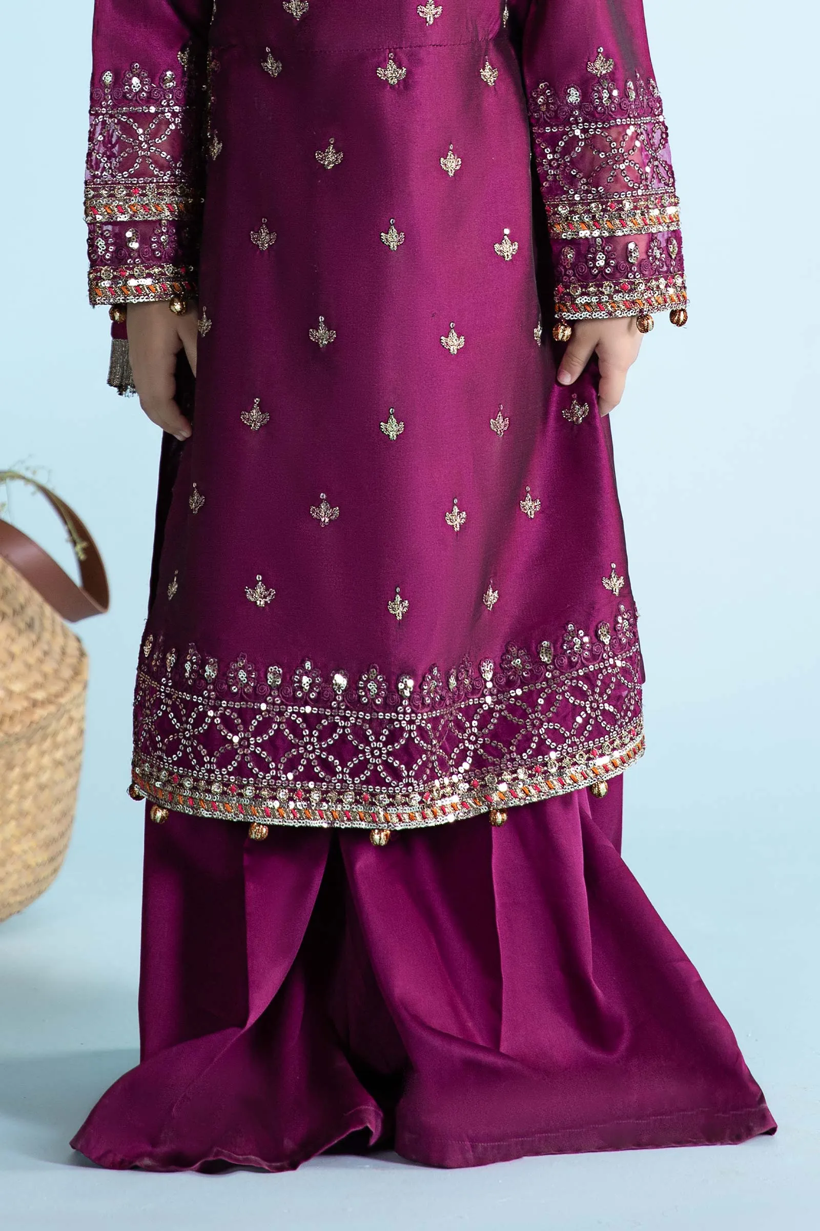 3 Piece Embroidered Cotton Silk Suit | MKS-EA24-13