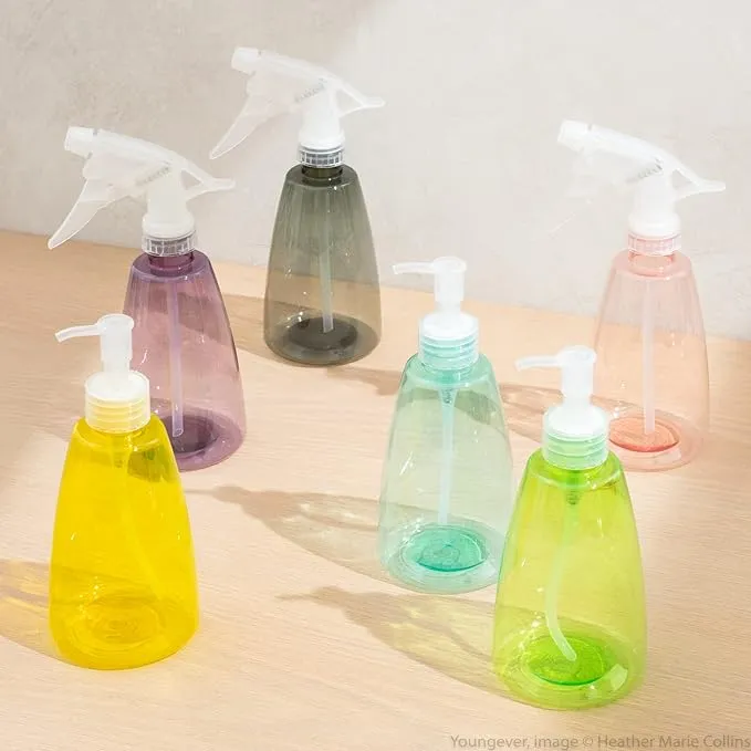 6 Pcs 250ML Triangle Empty Plastic Spray Bottles for Hair and Cleaning