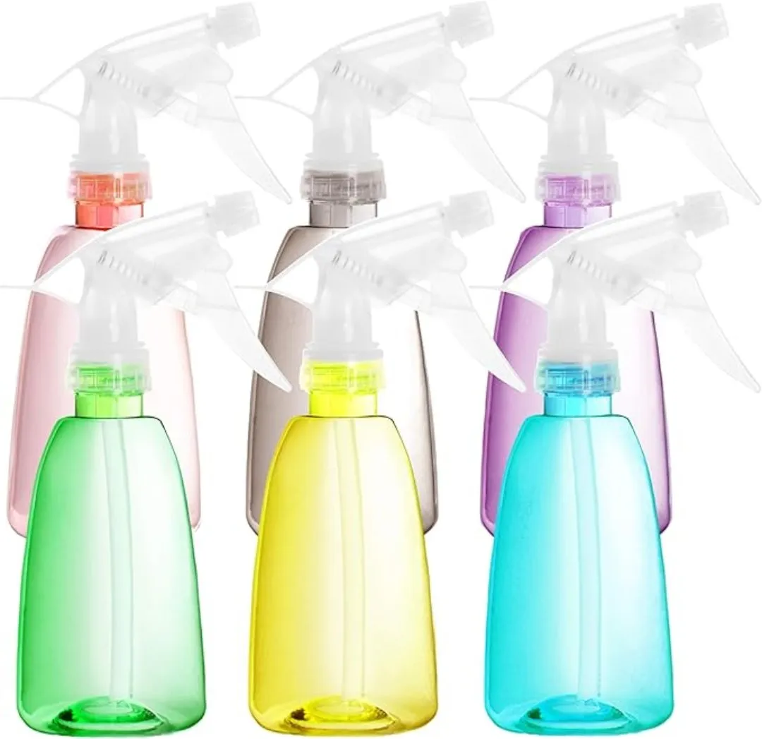 6 Pcs 250ML Triangle Empty Plastic Spray Bottles for Hair and Cleaning