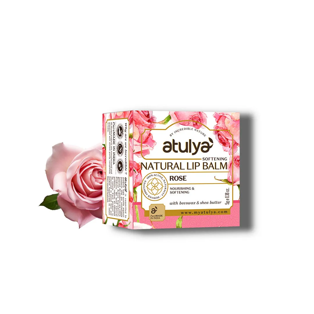 atulya Rose Natural Lip Balm with Bees Wax & Honey 5 Gm (Add 2 Products in the Cart & Get 1 Free Product Use Code: B1G1)