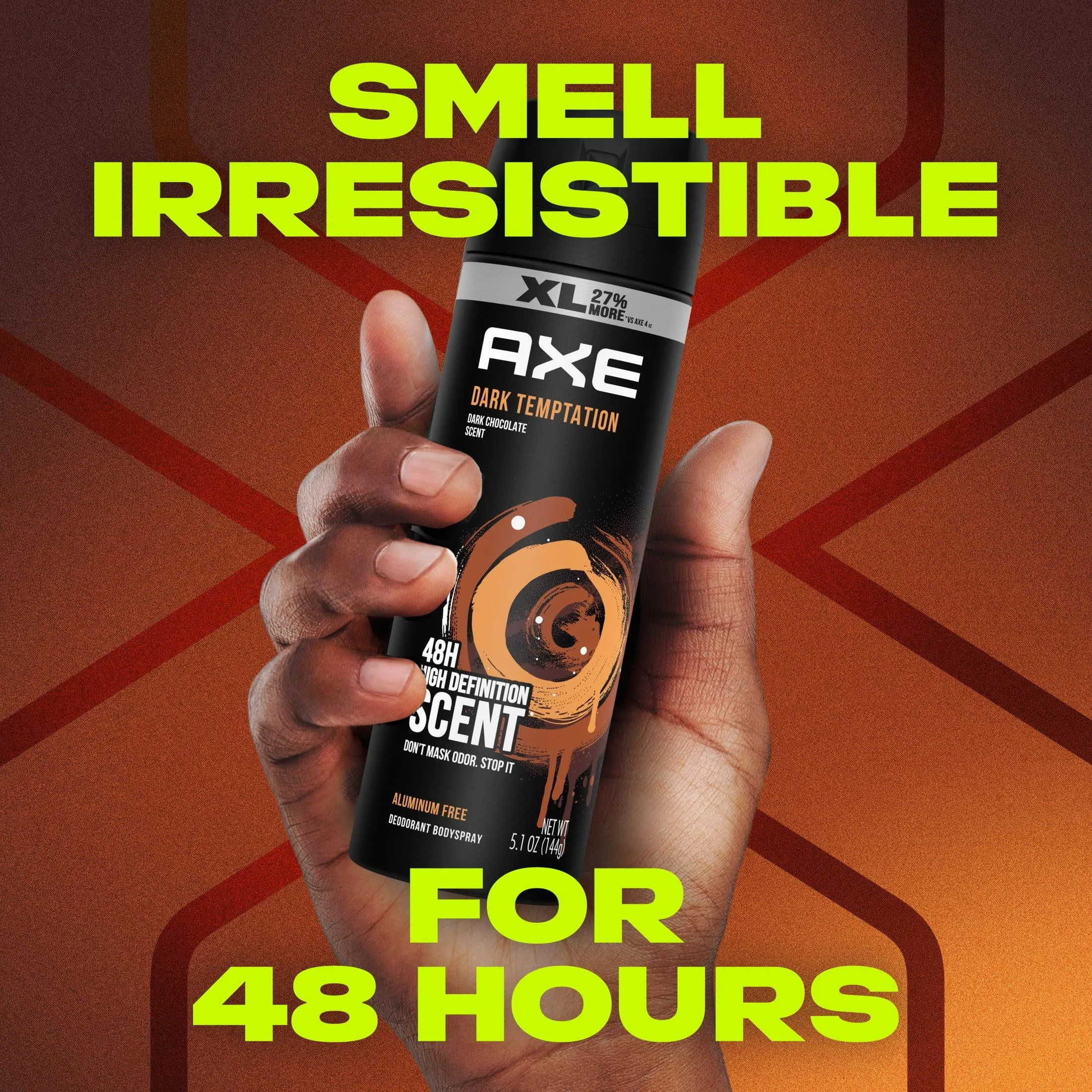 Axe Dark Temptation Dark Chocolate Body Spray Deodorant for Men, 5.1 oz