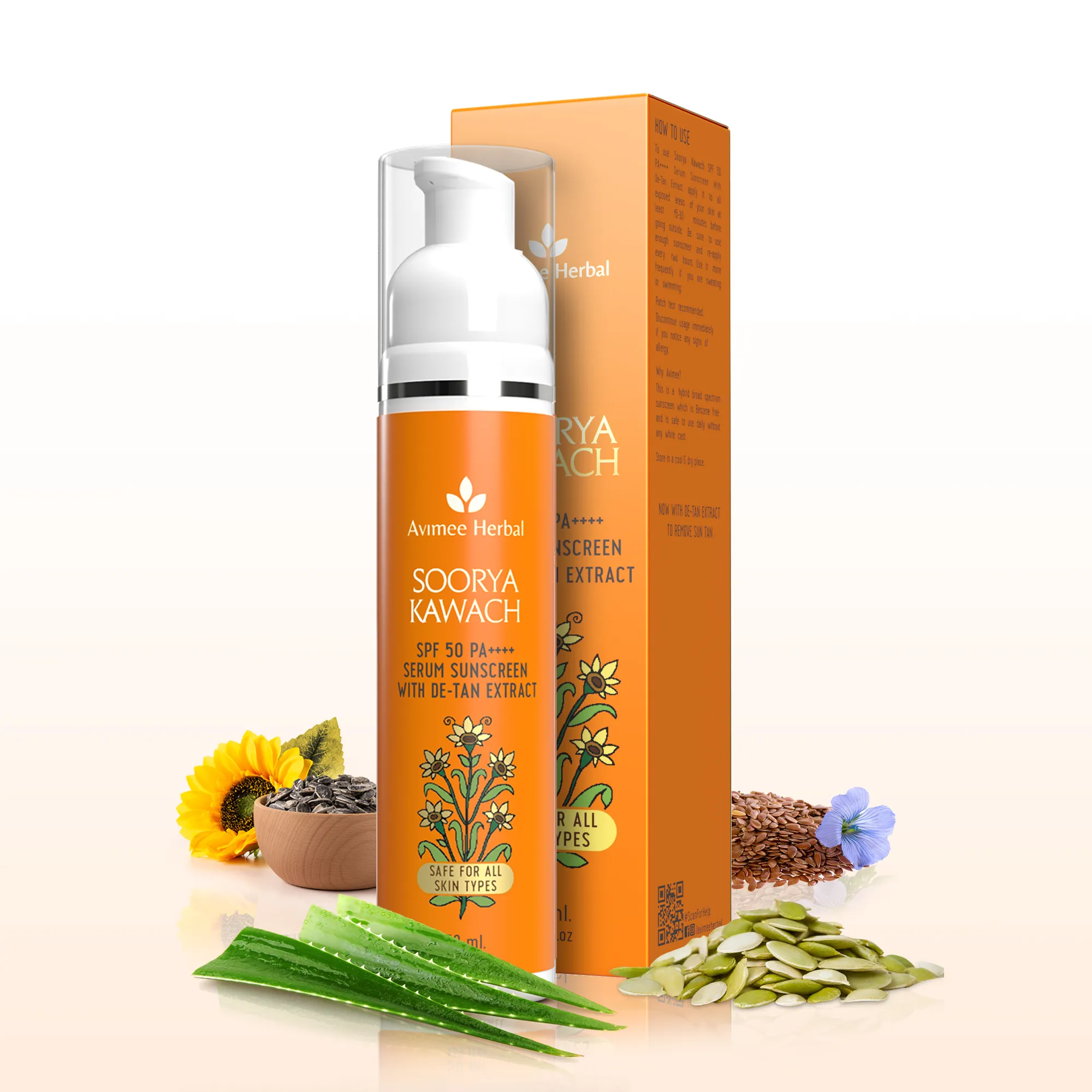 Soorya Kawach SPF50 PA     Hybrid Sunscreen with De-Tan Extract